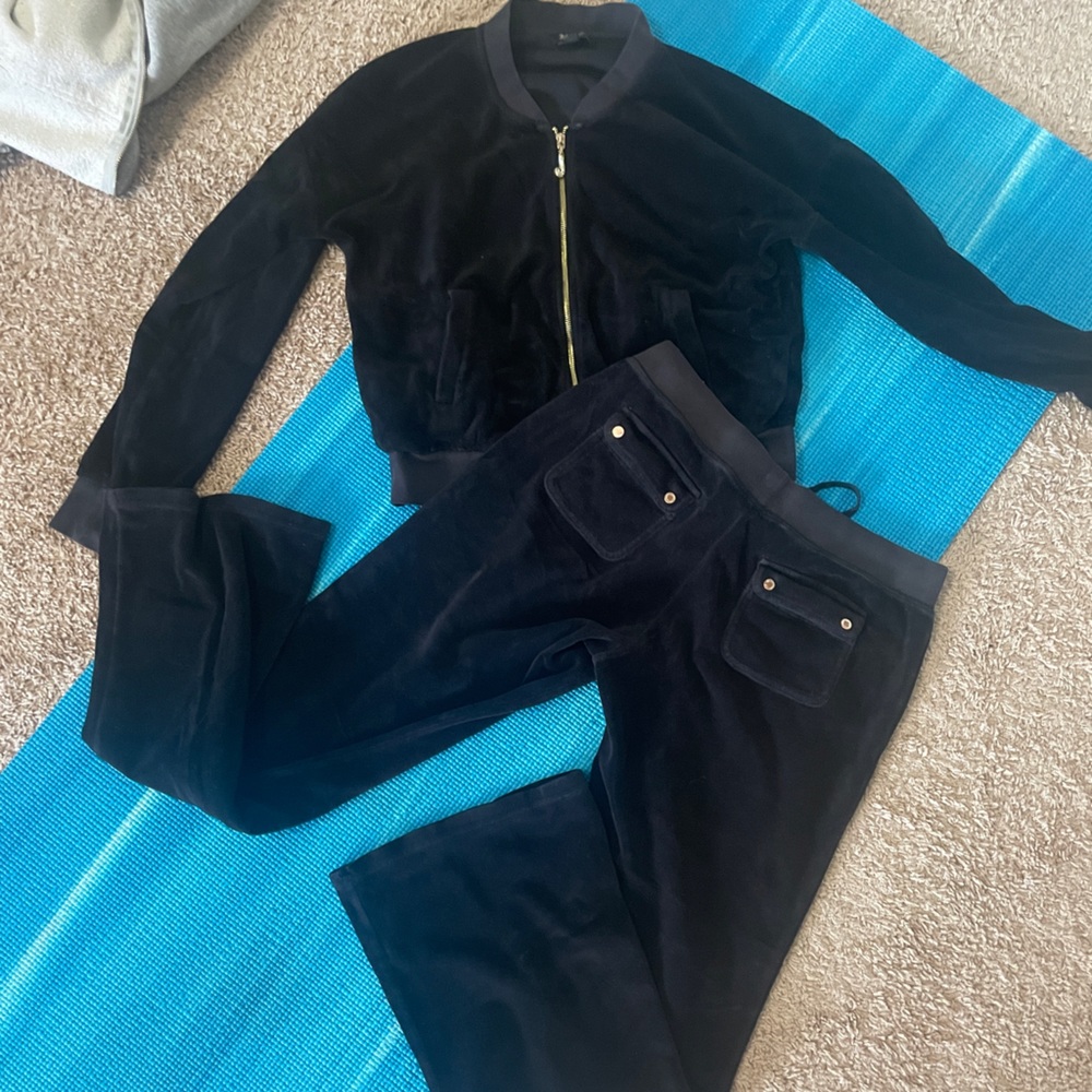 Velour Black Juicy Couture Tracksuit